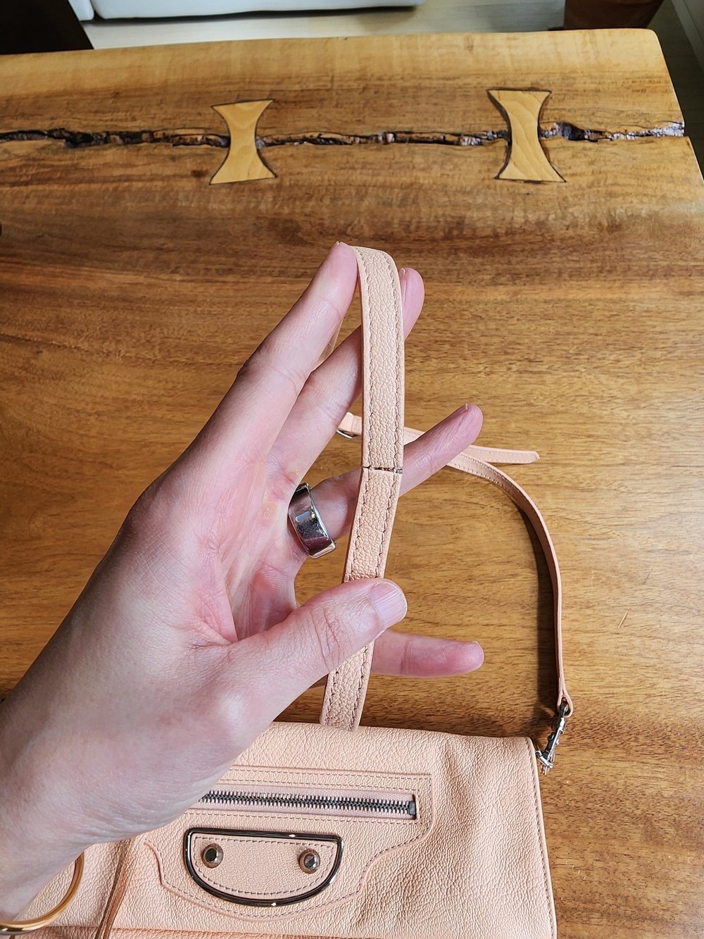 Balenciaga Metallic Edge Classic Envelope Bag Clutch - Pale Pink/Peach - Picture 11 of 16